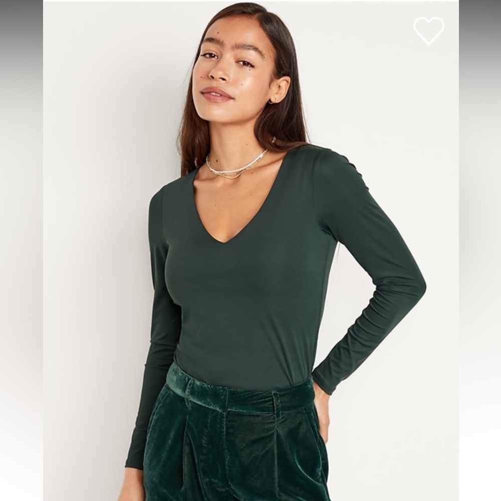 ✨Hunter green Long sleeve sculpting double layer top✨
